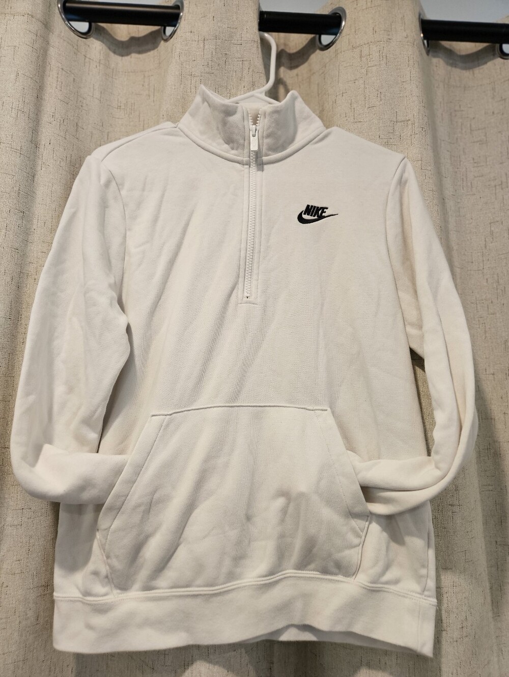 Nike White Zip-Up Pullover with Black Logo